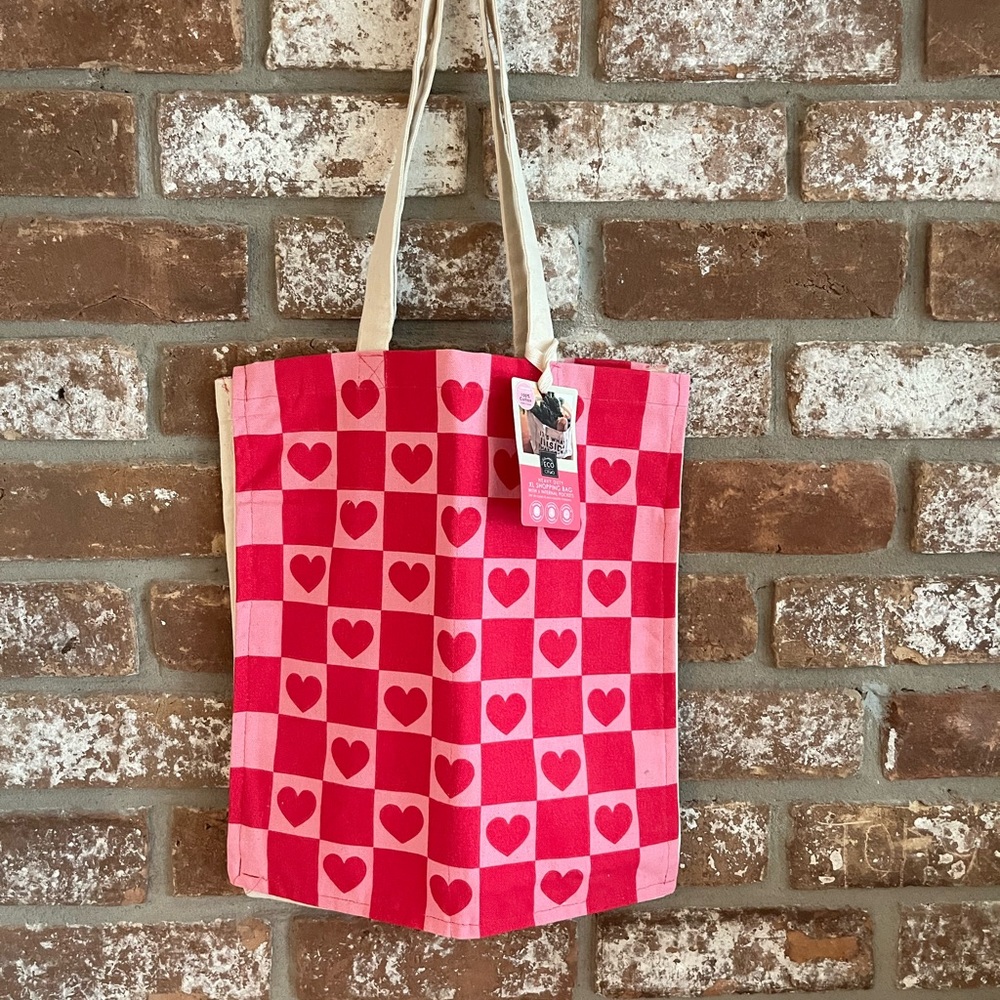 Vibrant Heart Checkered Tote Bag